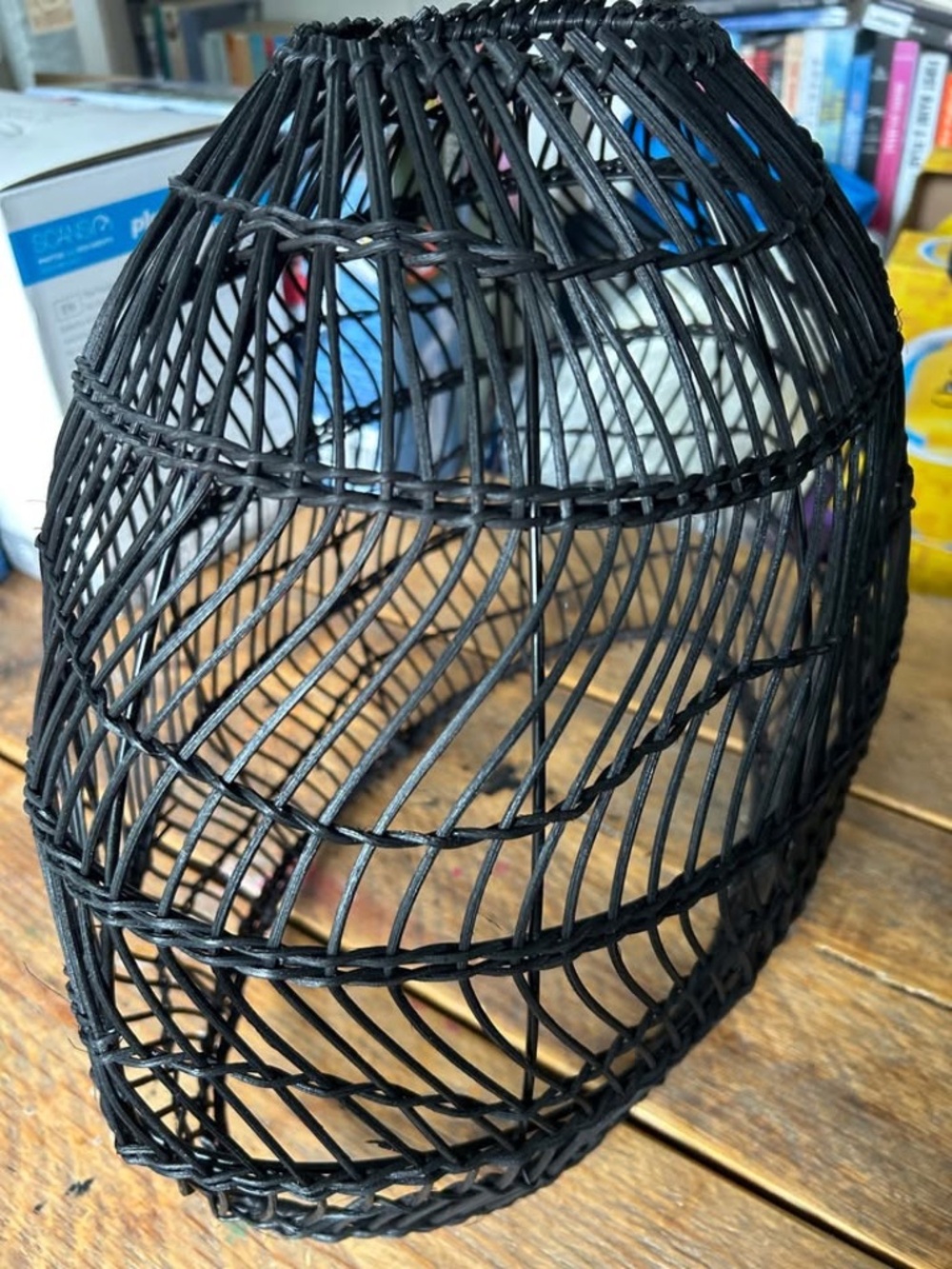 Black Oval Woven Willow Lamp Shade
